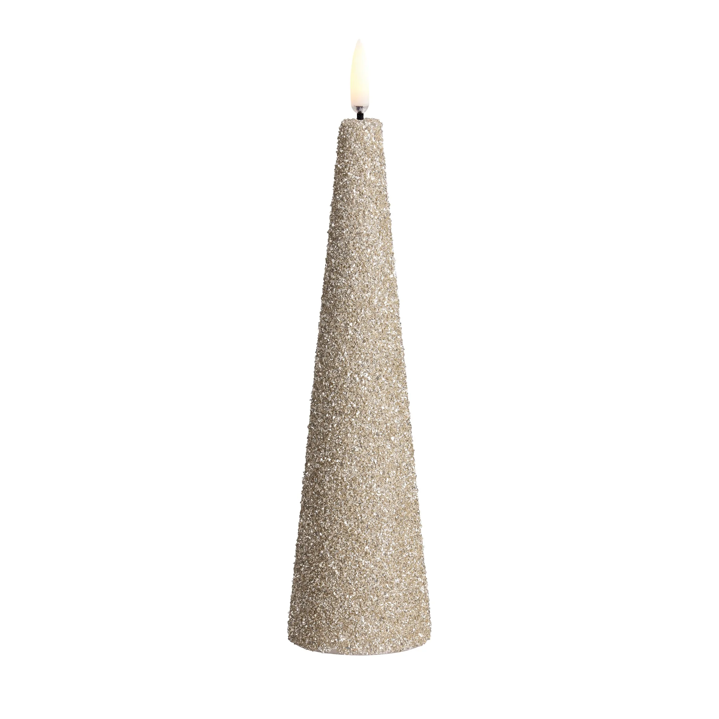 Uyuni LED Cone Candle 21,5 cm Champagne Glitter