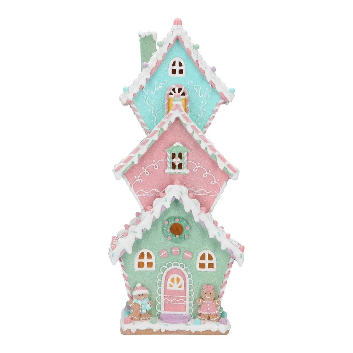 Gingerbread Lebkuchenhaus Turm 47cm LED pastell Essen, Süßigkeiten, Plätzchen, Spielzeug