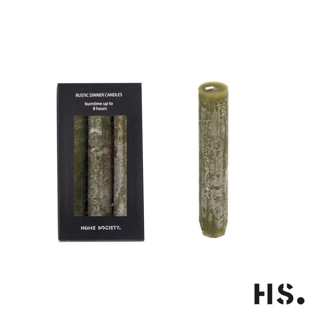 fttcMEww Rustic Dinner Candle S grün 6 Stück