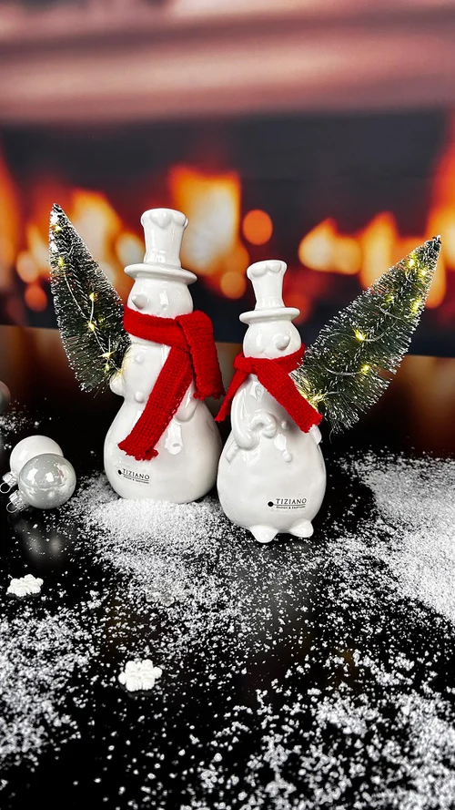 Schneemann Sören mit Schal 17cm LED cremeweiß