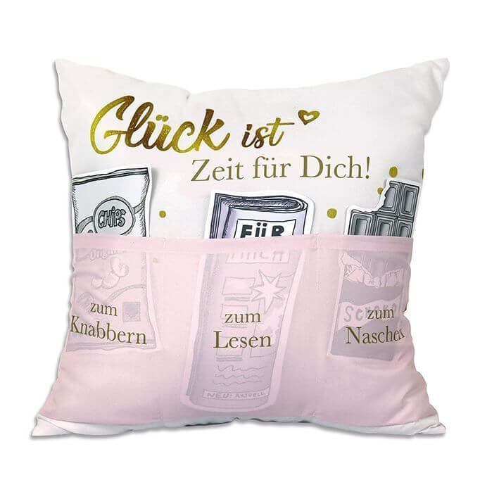 Sofahelden Glück ist Zeit für Dich! Kissen 3 Einstecktaschen