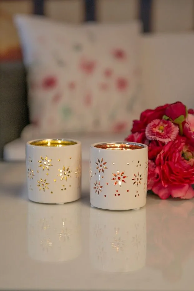 beide-farben-Florana Tischlicht Florana 7cm creme/grün