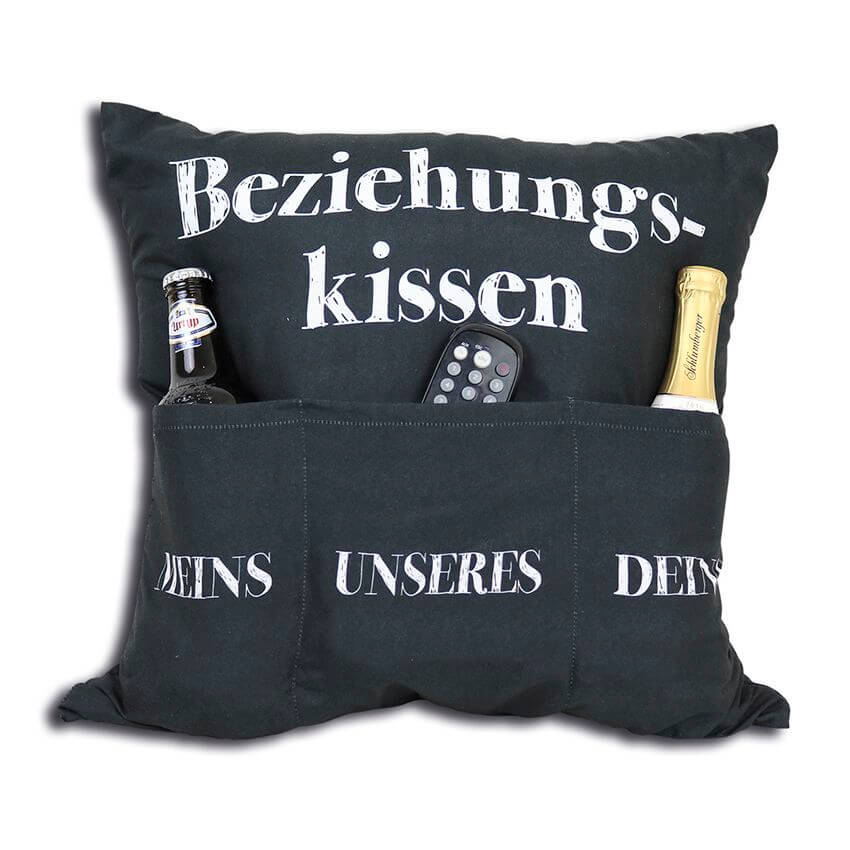 Beziehungskissen mit 3 Einstecktaschen