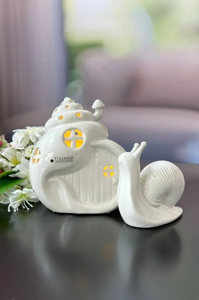Schneckenhaus Gardola 21cm LED cremeweiß