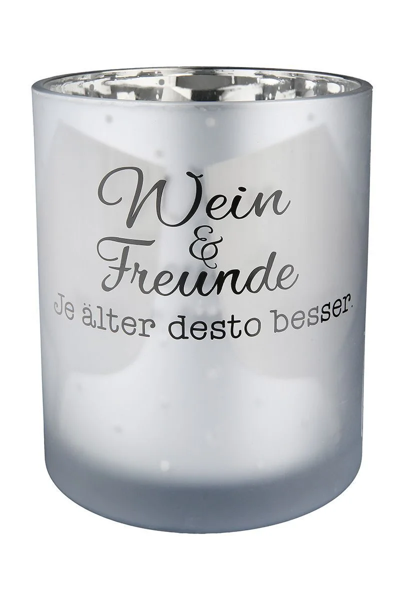Windlicht Weinfest silber 12cm Punkte Pokal