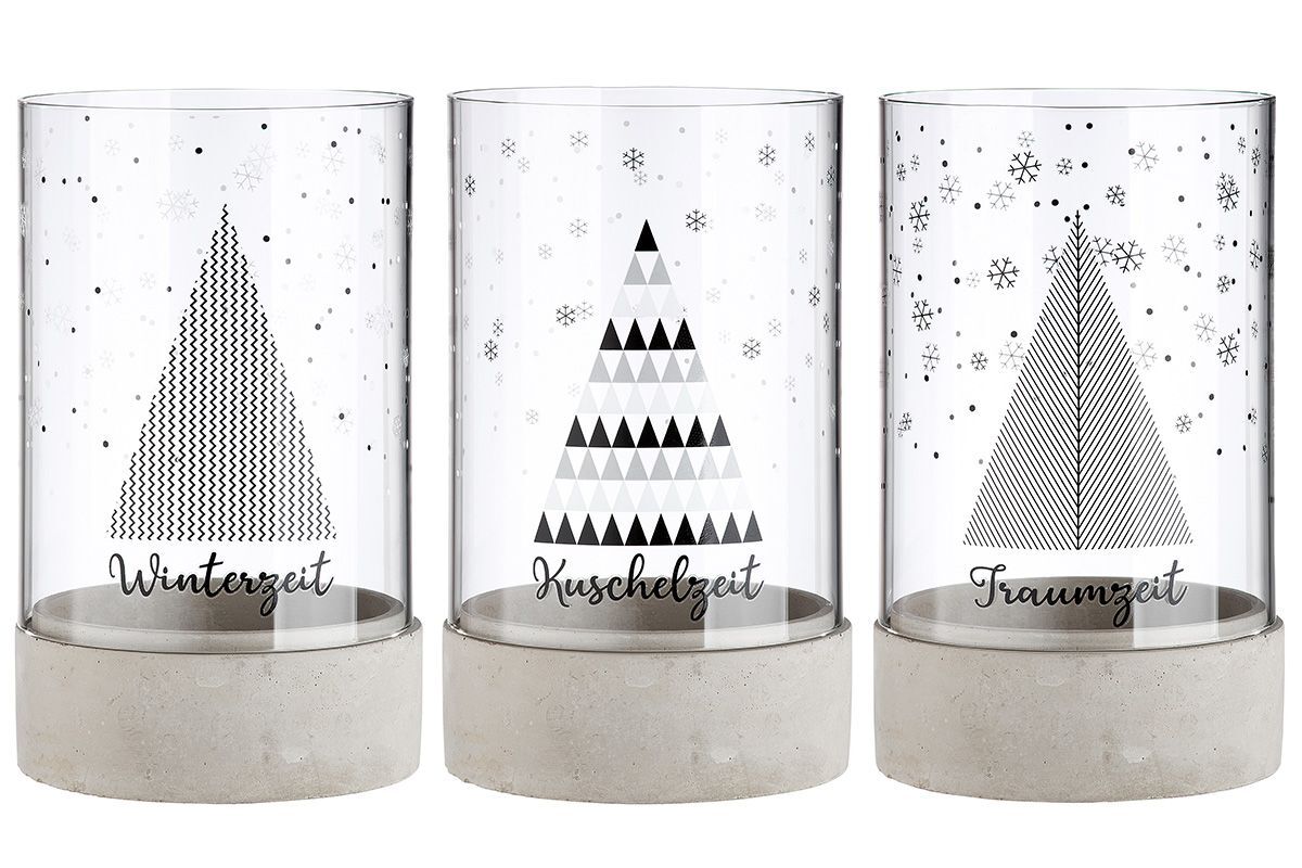 26748_1_2 Zement Windlicht Winterzeit 25,5cm