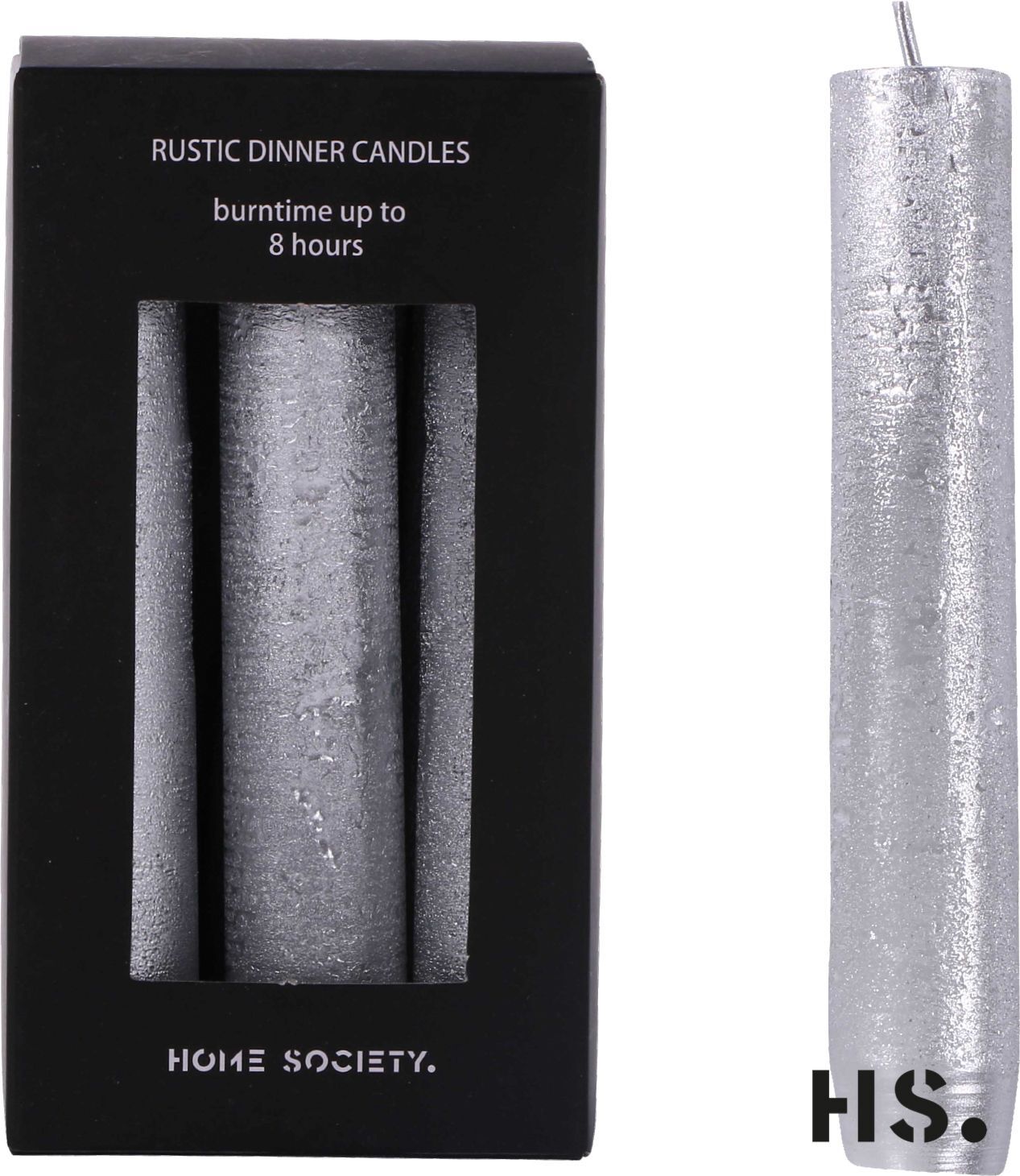 IO1D2LXw Rustic Dinner Candle S silber 6 Stück
