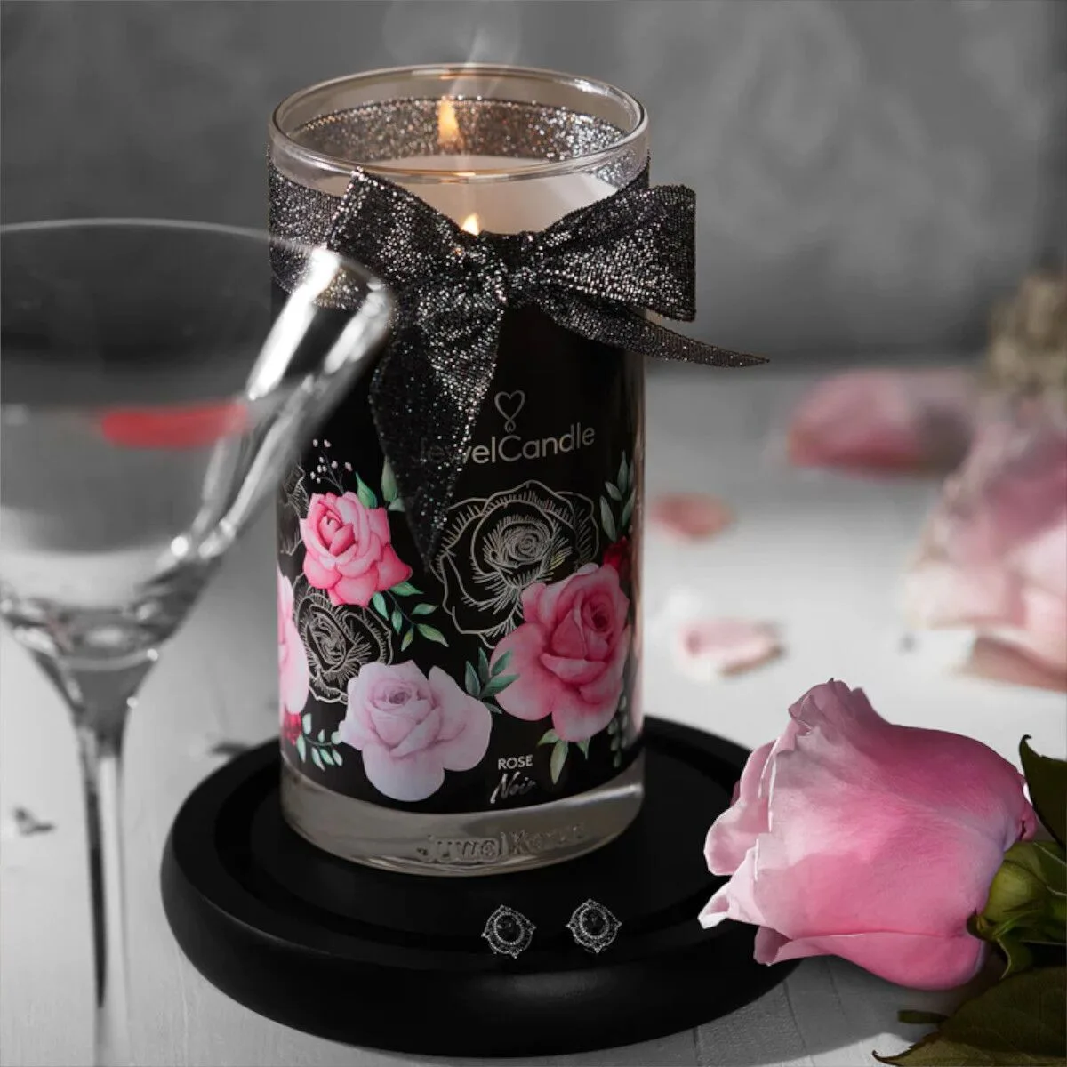 Rose Noir (Ohrringe) 400g Blume, Rose, Blütenblatt, Glas, Blumen-Arrangement