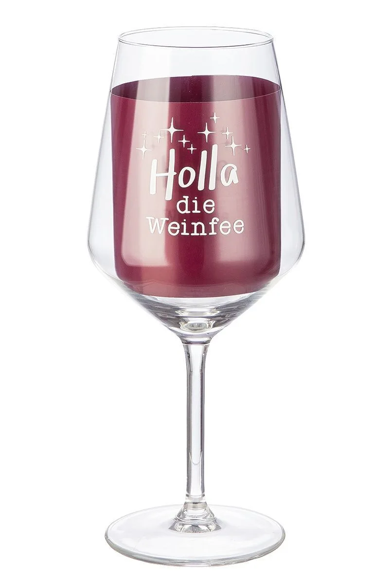 Weinglas "Holla die Weinfee" Glas, Getränk, Alkohol, Wein, Weinglas