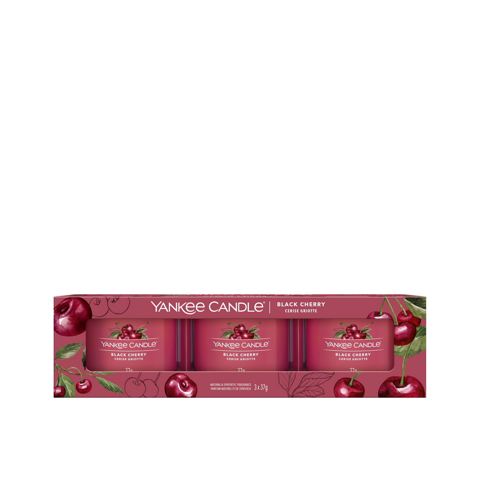 Black Cherry 37g Glasvotivkerze 3er Pack