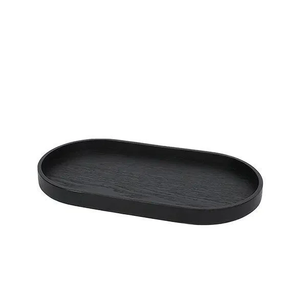 Wood Tray Oak Black Medium Tablett