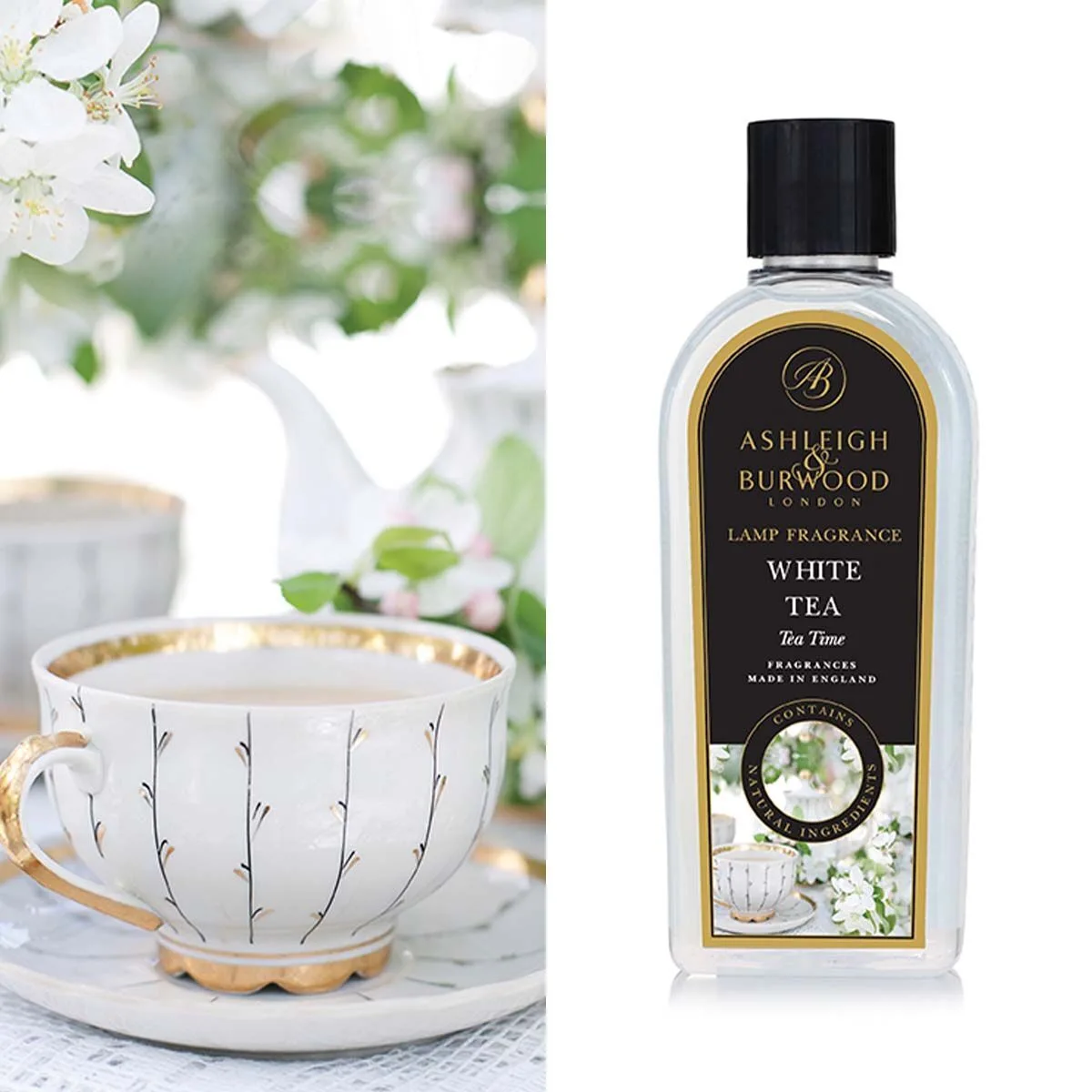 White Tea 250ml Duftlampenöl Nachfüller Kräuterig, Pflanze, Tasse, Flasche, Parfüm