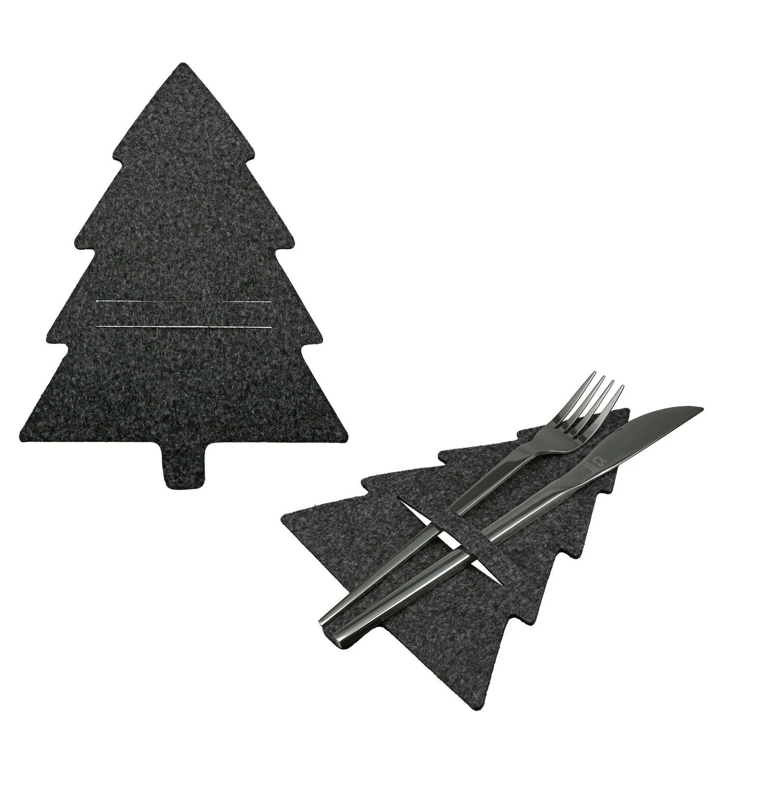 Bestecktasche Tannenbaum Filz grau Bestecktasche Tannenbaum Filz grau