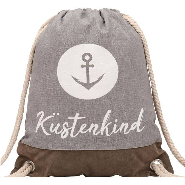Turnbeutel Küstenkind grau 010