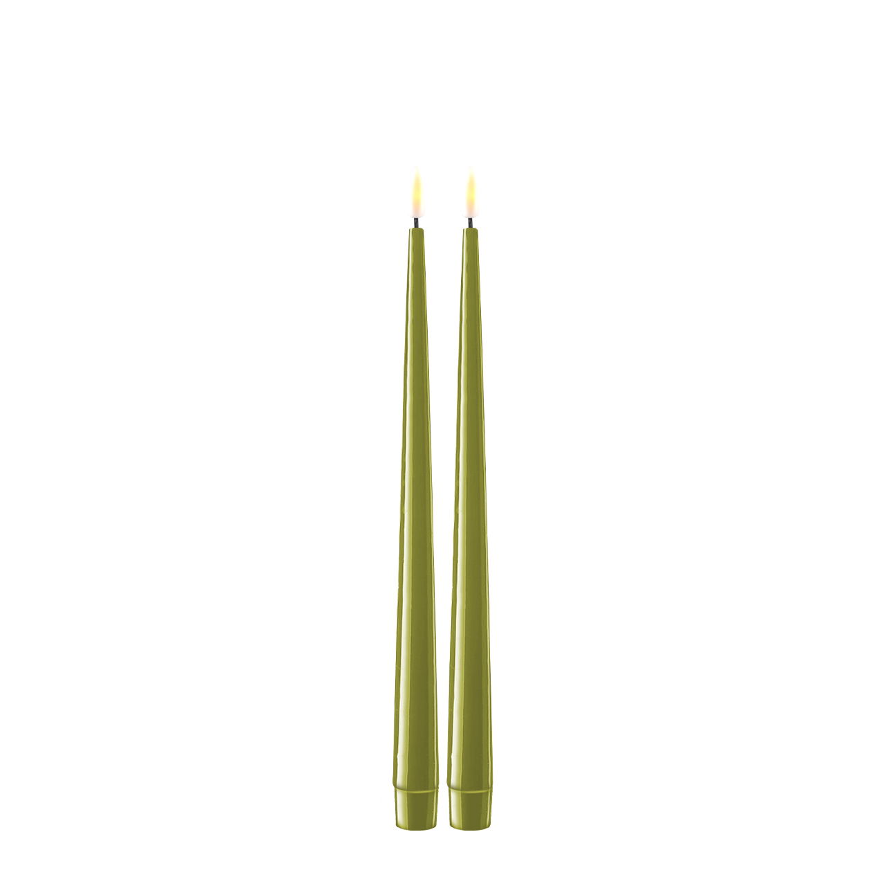 Stabkerze mit Lack LED 28 cm oliv 2 Stück