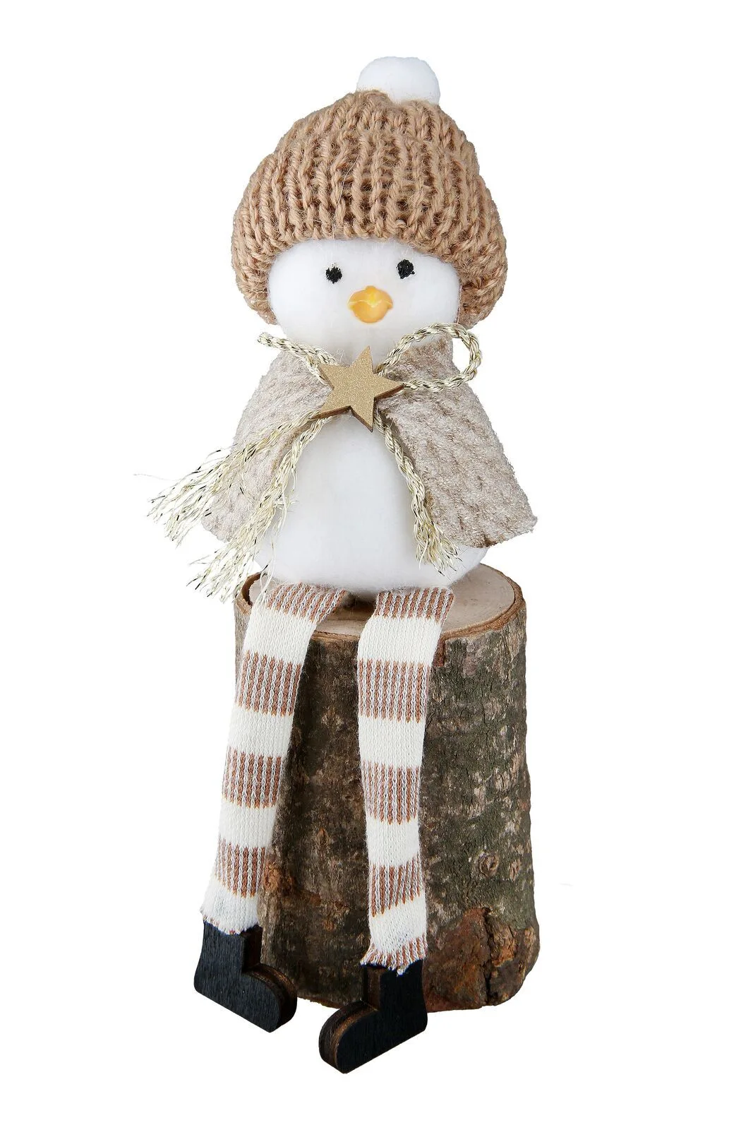 Deko Figur Schneemann Simon 16cm 2-fach sortiert Natur, Draußen, Hut, Winter, Schneemann