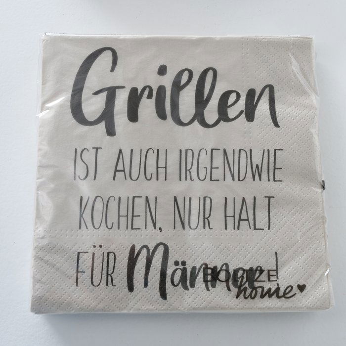 Serviette Grillen grau 20 Stück