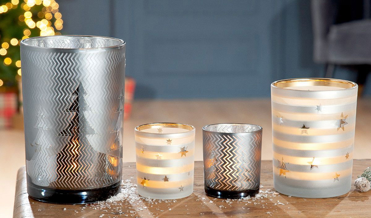 Windlicht Sternstunden weiß 8cm