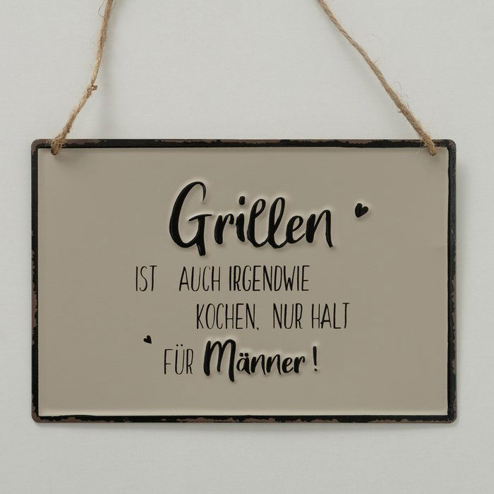 Schild Grillen creme
