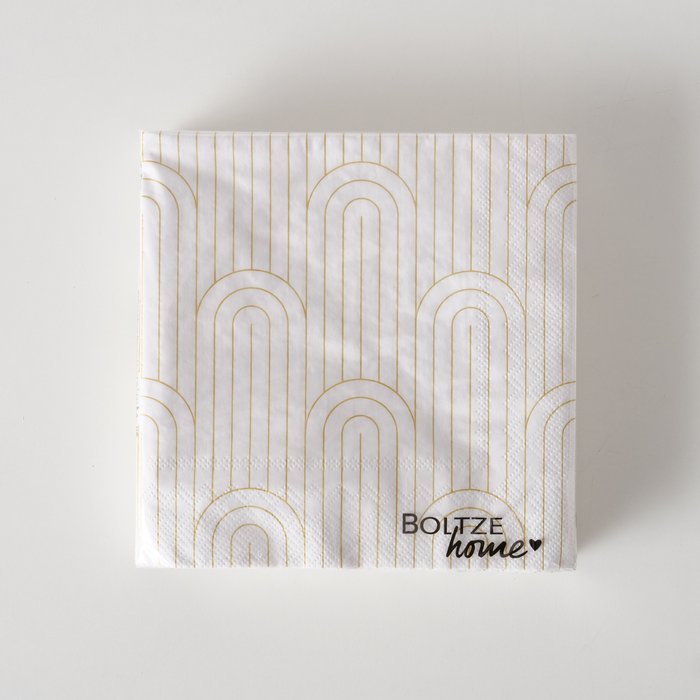 Serviette Bogan 20 Stück weiß/gold Variante 2