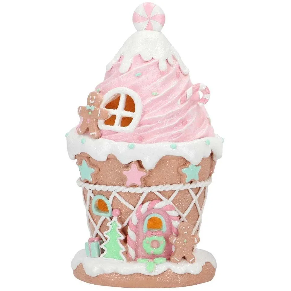Gingerbread Cupcake House rosa Geburtstagstorte, Sahne, Eiscreme, Zuckerguss, Cupcake