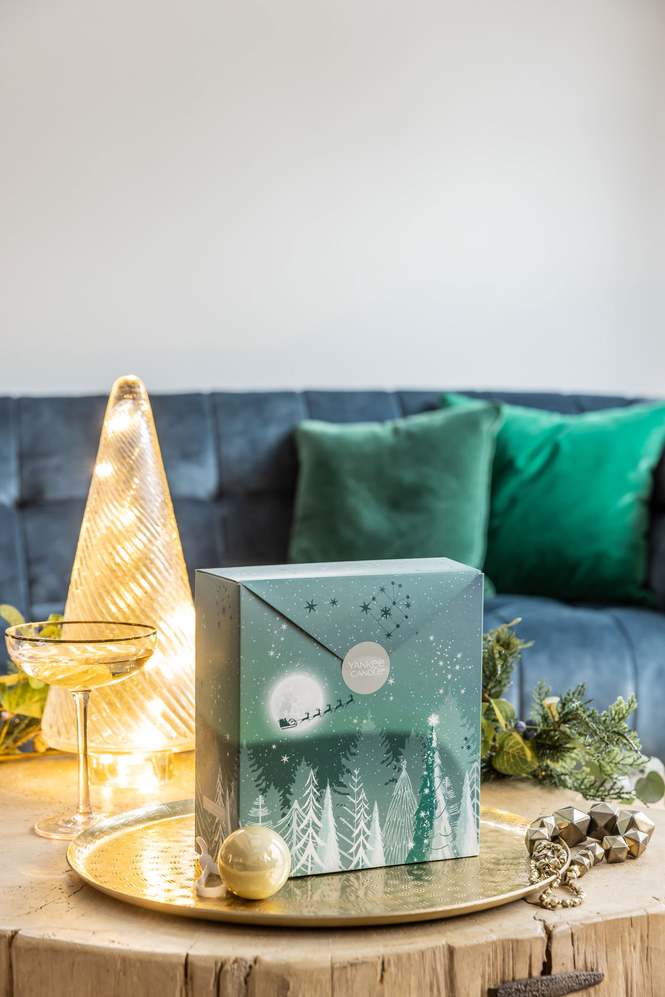 3 Glasvotivkerzen & kleiner Tumbler Geschenkset Weihnachten Bright Lights