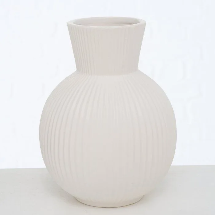Einzelbild-3kP-VZkN-large Vase Fezya 21cm Keramik weiß