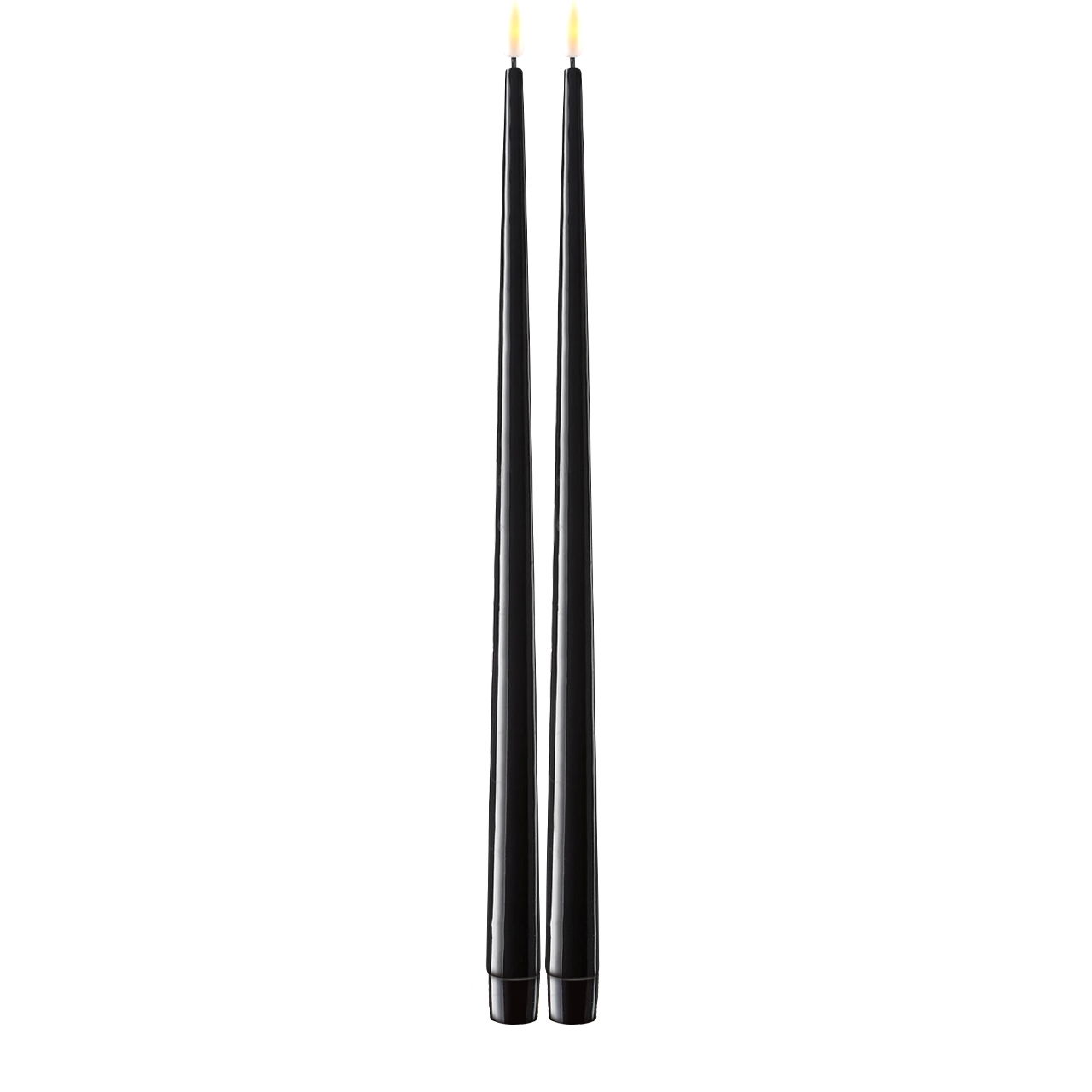 Stabkerze mit Lack LED 38 cm schwarz 2 Stück