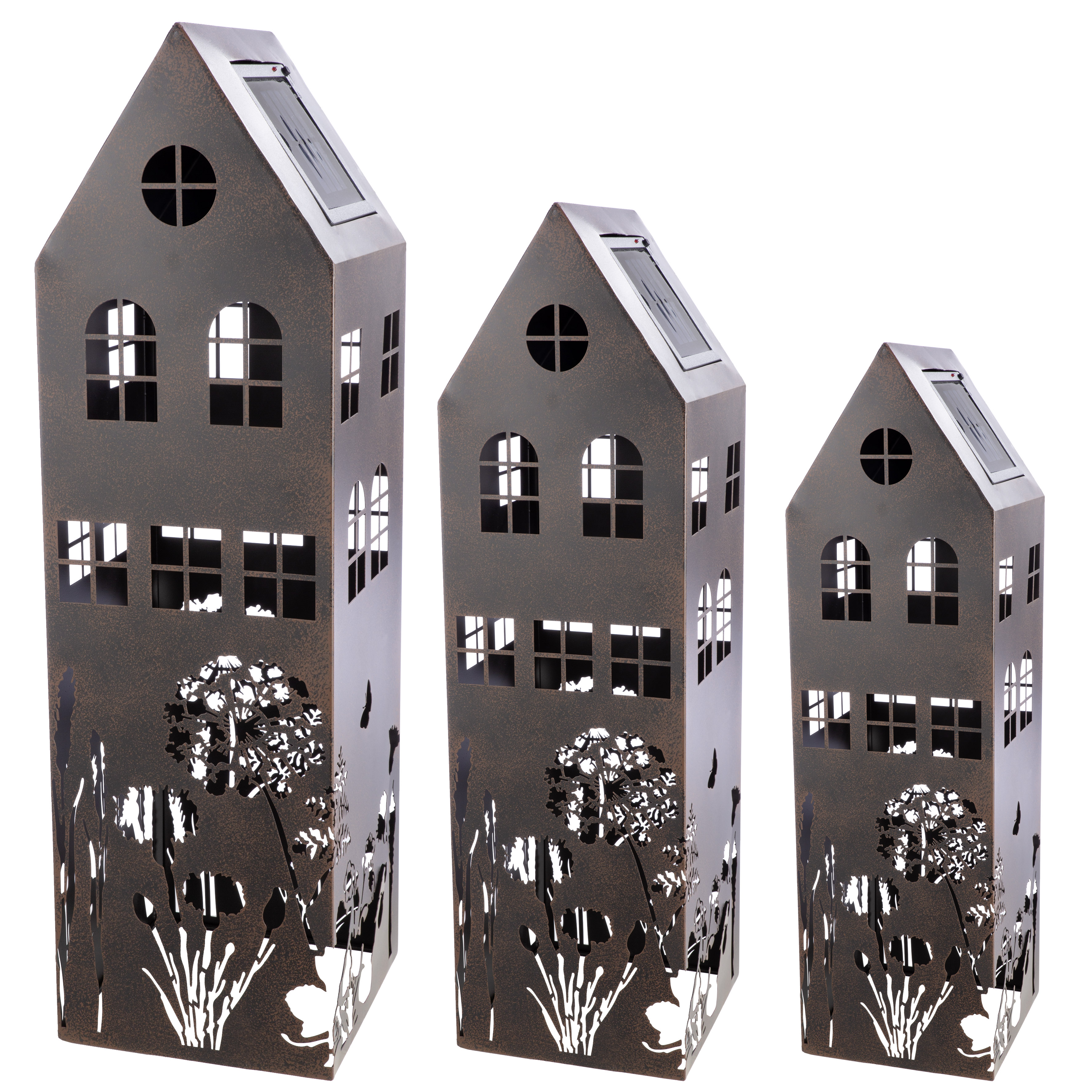 Solar Dekoobjekt Haus Wild Flowers 3er Set