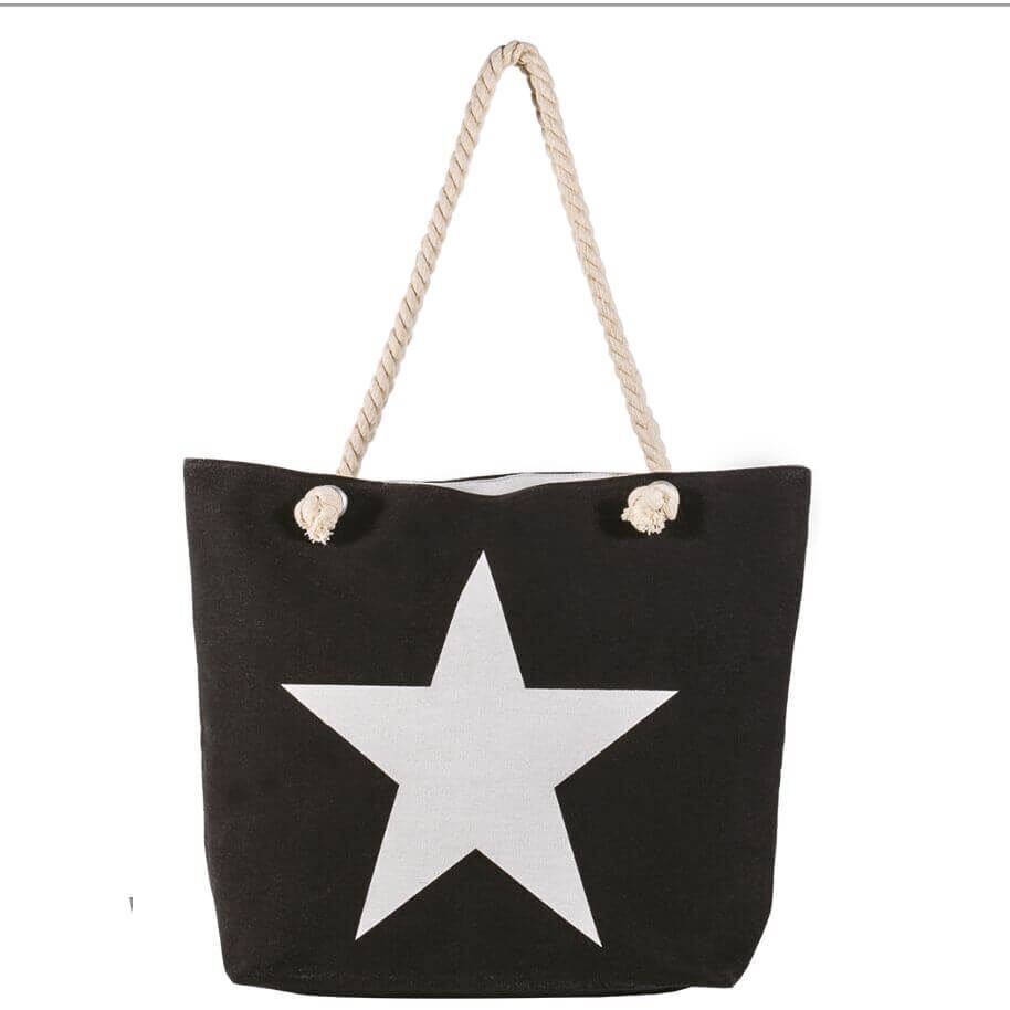 Shopping-Tasche-03 Shopping-Tasche Black mit Stern 003