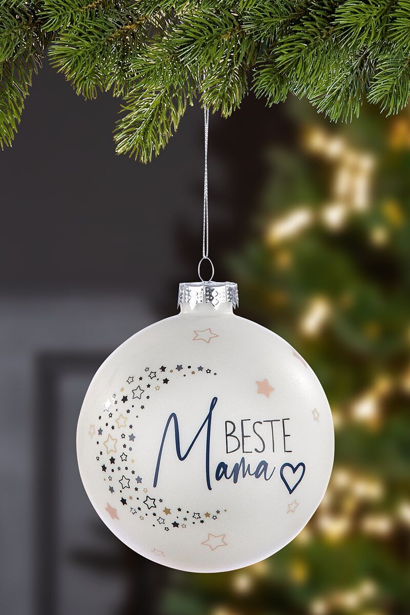 27162 Glas Baumkugel Lichterglanz "Mama" 10cm