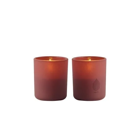 Uyuni LED Glas Stumpenkerze 6x7cm wine red 2er Set Kerze