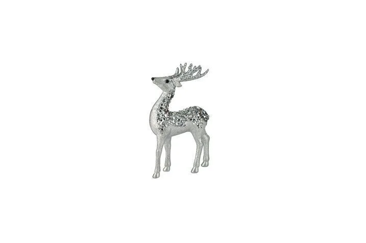 Seoul Dekohirsch 21cm Pailletten Silber Tier, Hirsch, Säugetier, Tierwelt, Antilope