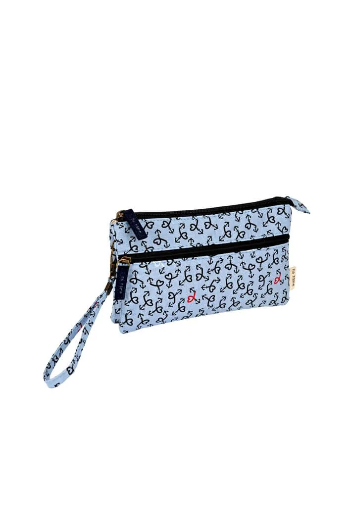 Patchwork Täschchen Anchor Love hellblau 213 Zubehor, Tasche, Handtasche, Geldbörse