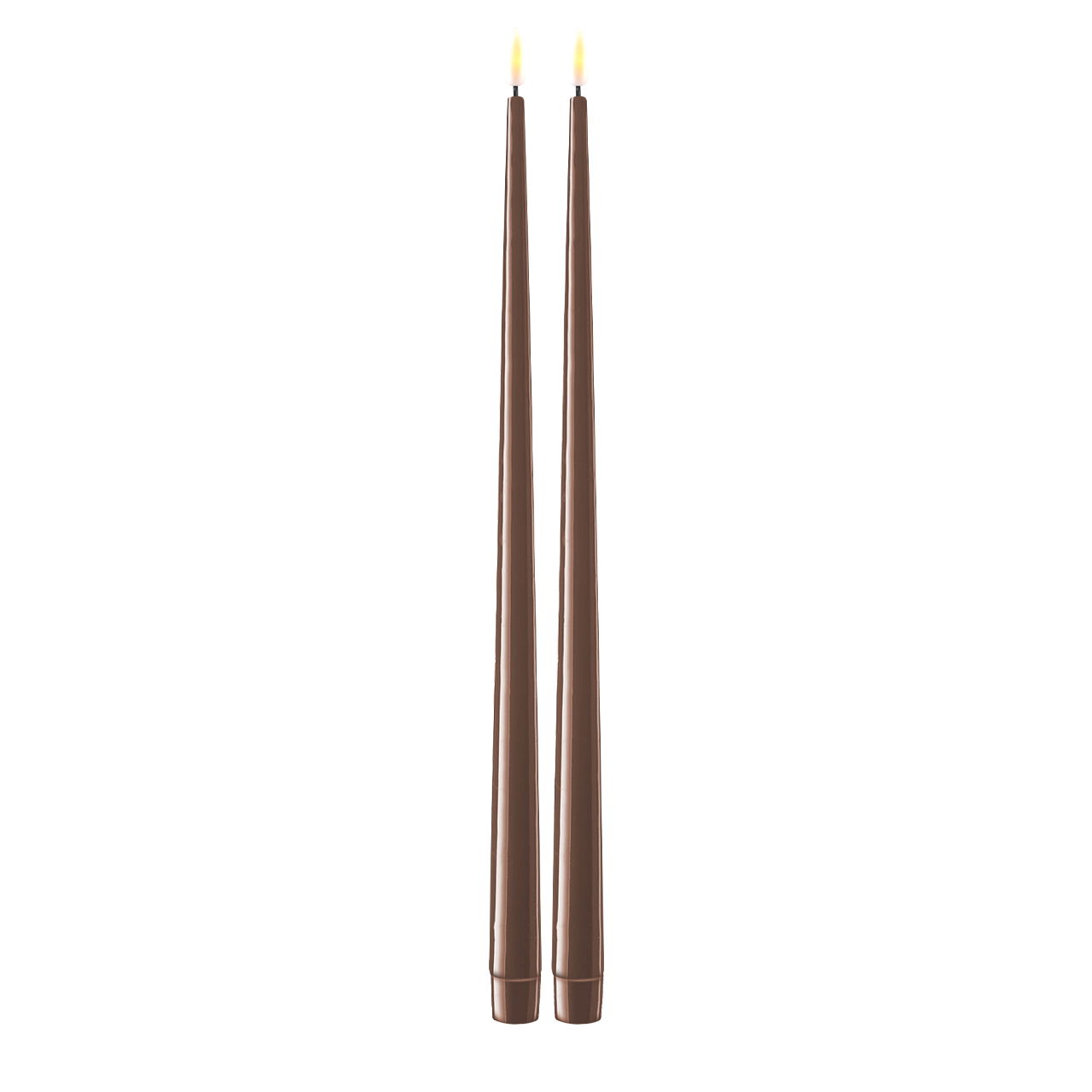 Stabkerze mit Lack LED 38 cm mokka 2 Stück