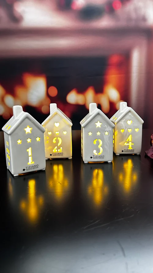 Lichtkugel Adventslicht Haus Marana 4er Set