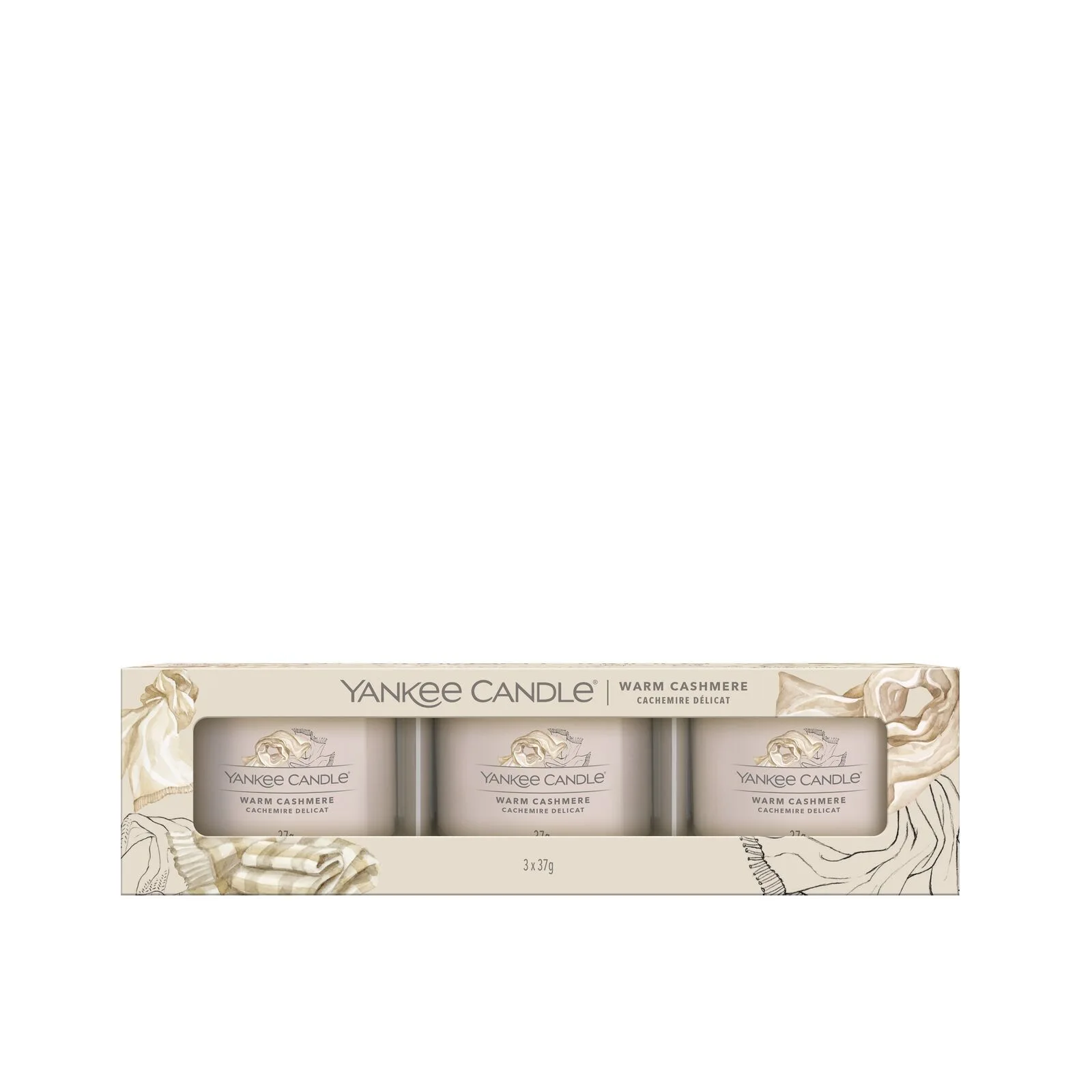 Signature-Filled-Votive_3-Pack_Warm-Cashmere1 Warm Cashmere 37g Glasvotivkerze 3er Pack