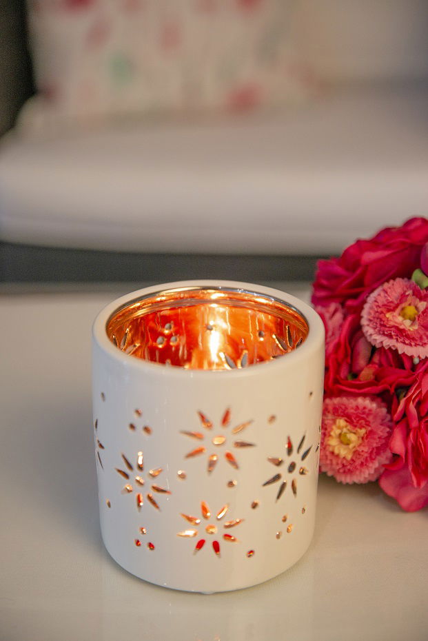 Tischlicht Florana 7cm creme/rosa