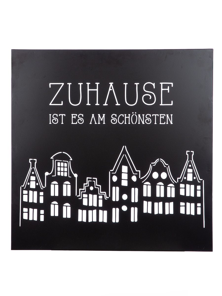 Wandrelief Stadtlichter Metall schwarz 60cm
