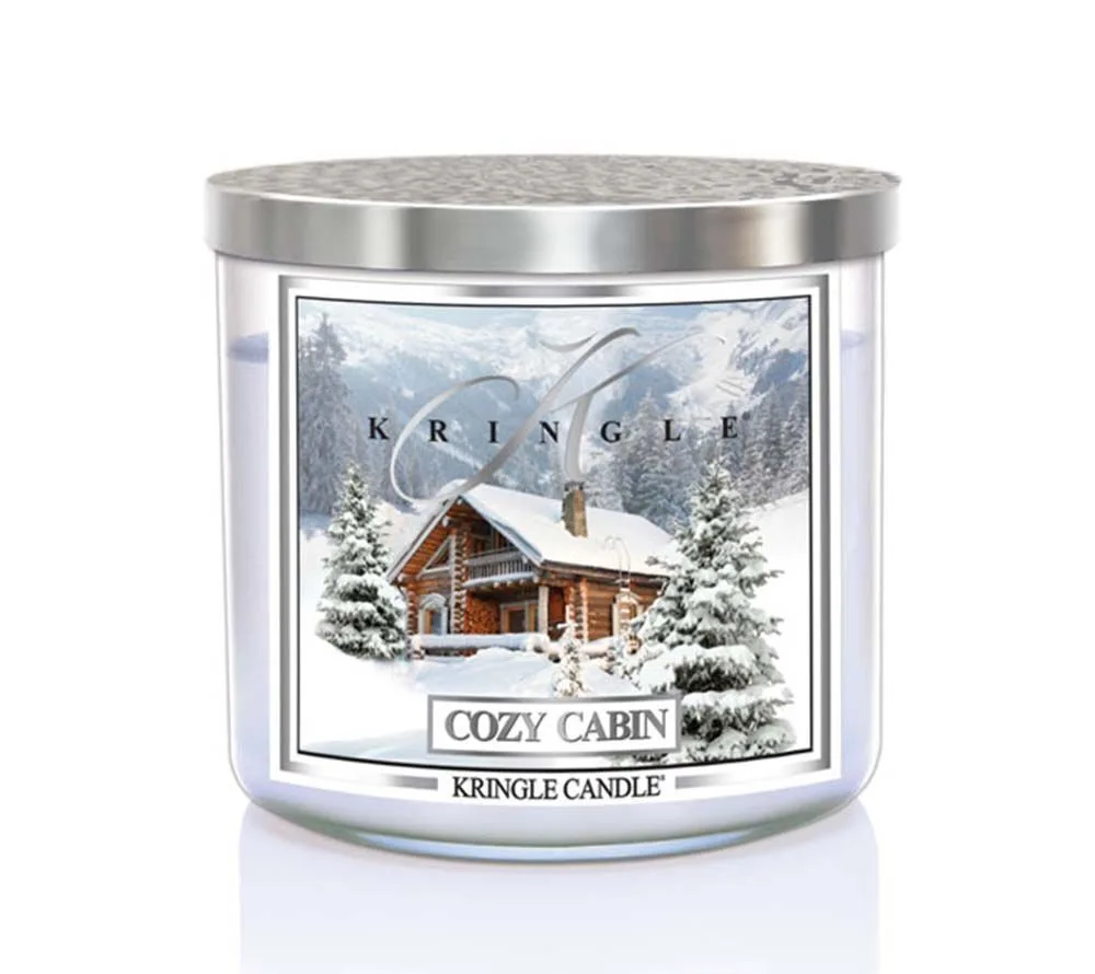kringle_candle_cozy_cabin_silver_lid_american_heritage Cozy Cabin 396g Tumbler 3-Docht