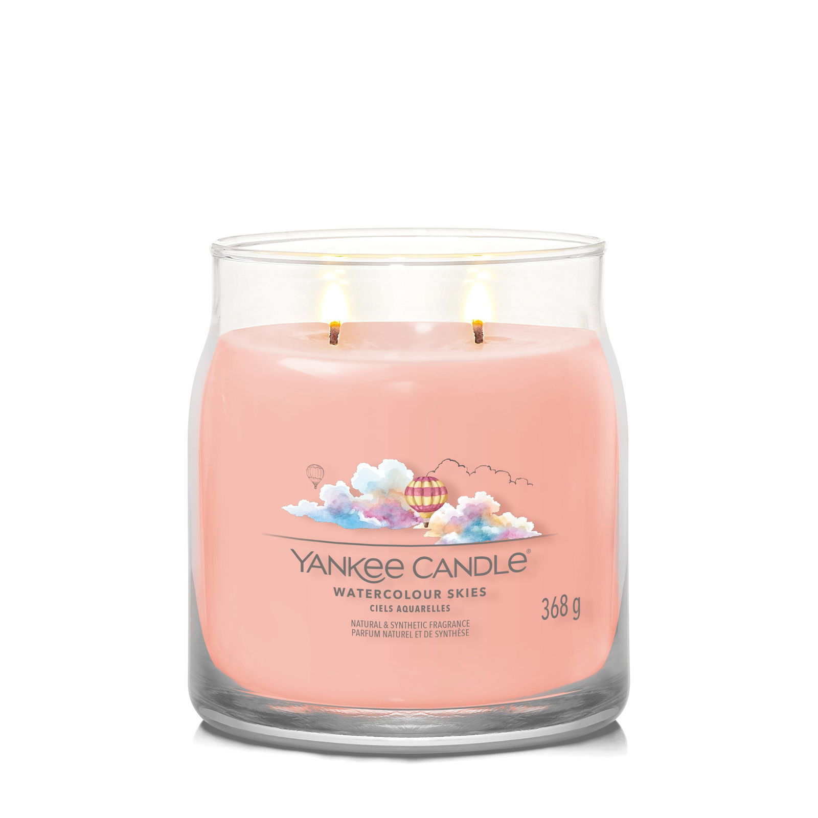 Watercolour Skies Signature Medium Jar 368g 2-Docht