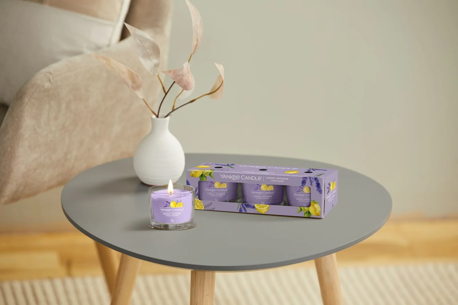 filled-votives_Set-1_Lemon-Lavender Lemon Lavender 37g Glasvotivkerze 3er Pack