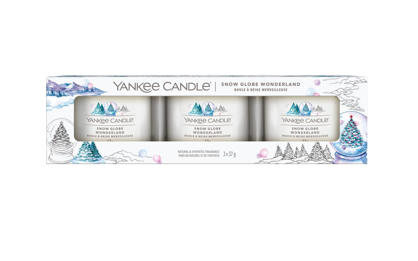 Signature-Filled-Votive_3-Pack_Snow-Globe-Wonderland_1 Snow Globe Wonderland 37g Glasvotivkerze 3er Pack