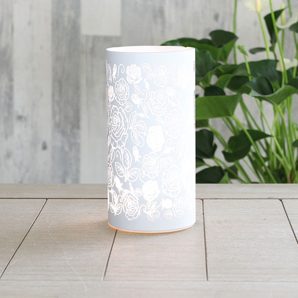 Lichtsäule LED Rosendesign weiß 20cm