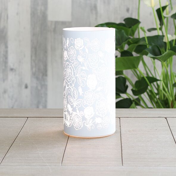 736926_5rose Lichtsäule LED Rosendesign weiß 20cm