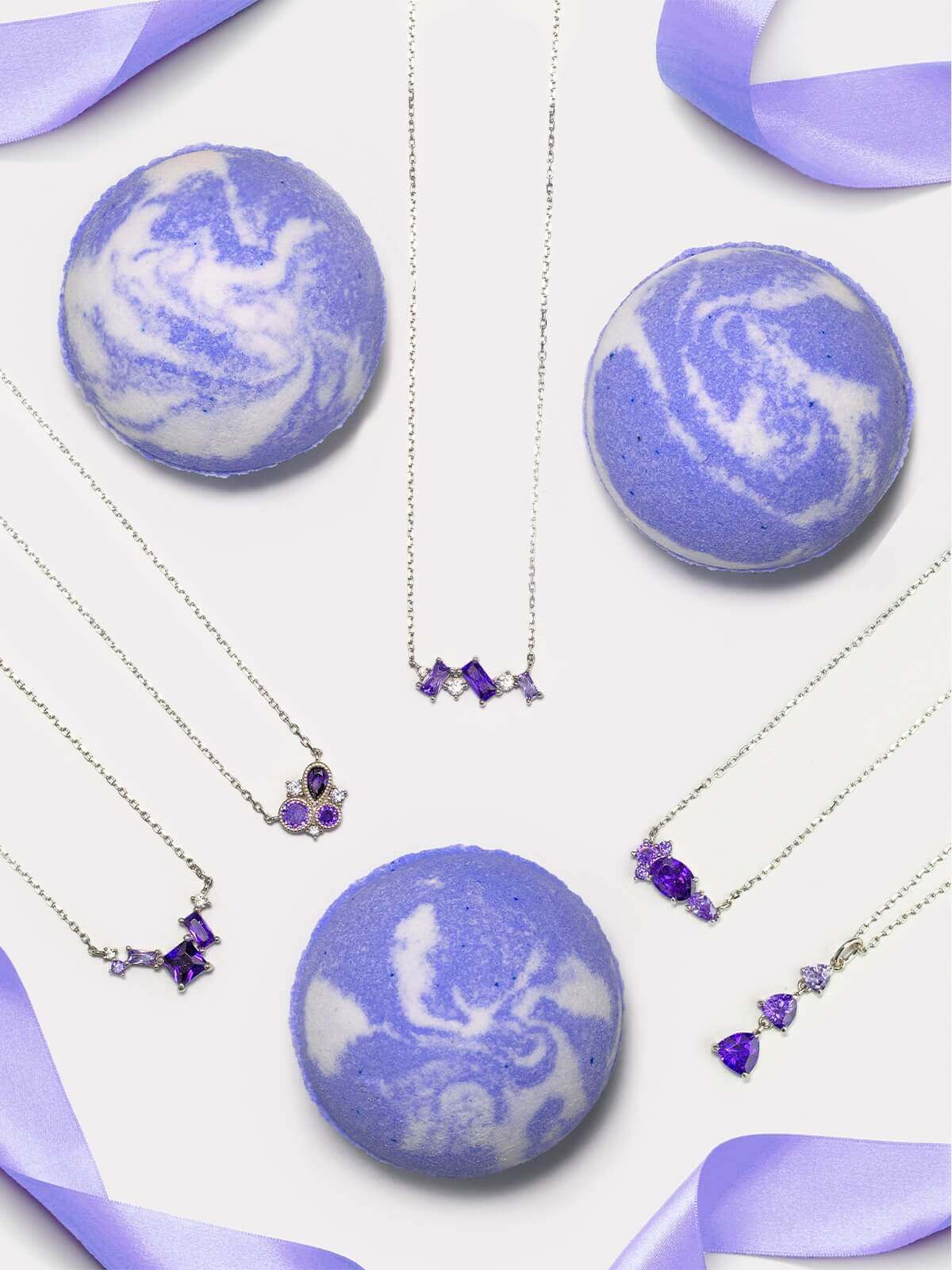 Februar Geburtsstein Amethyst Badebombe (Halskette)