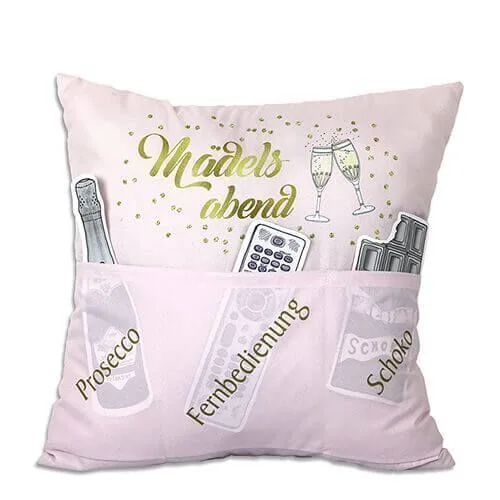 9576 Sofahelden All you need is Mädelsabend Kissen mit 3 Einstecktaschen