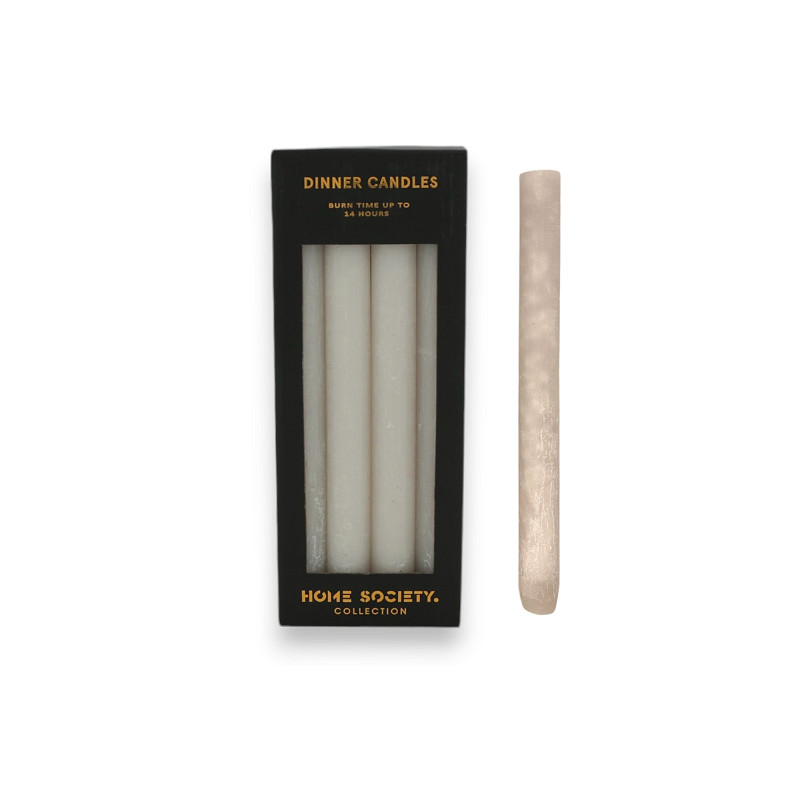 Rustic Dinner Candle L greige 4 Stück