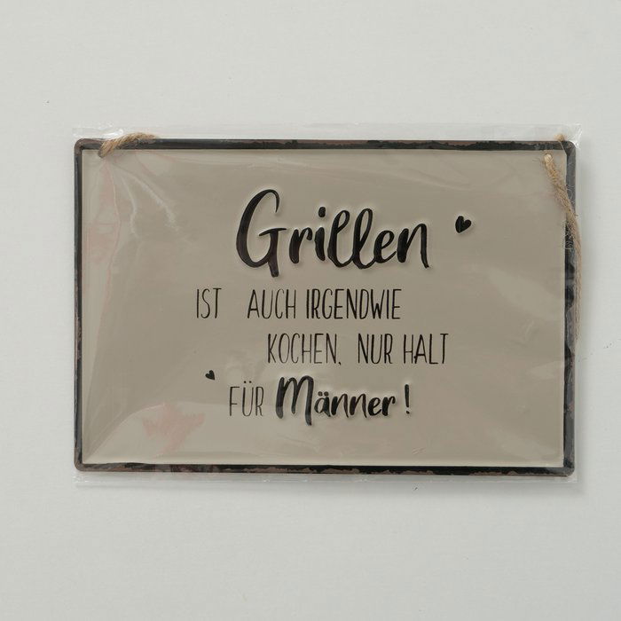 Schild Grillen creme