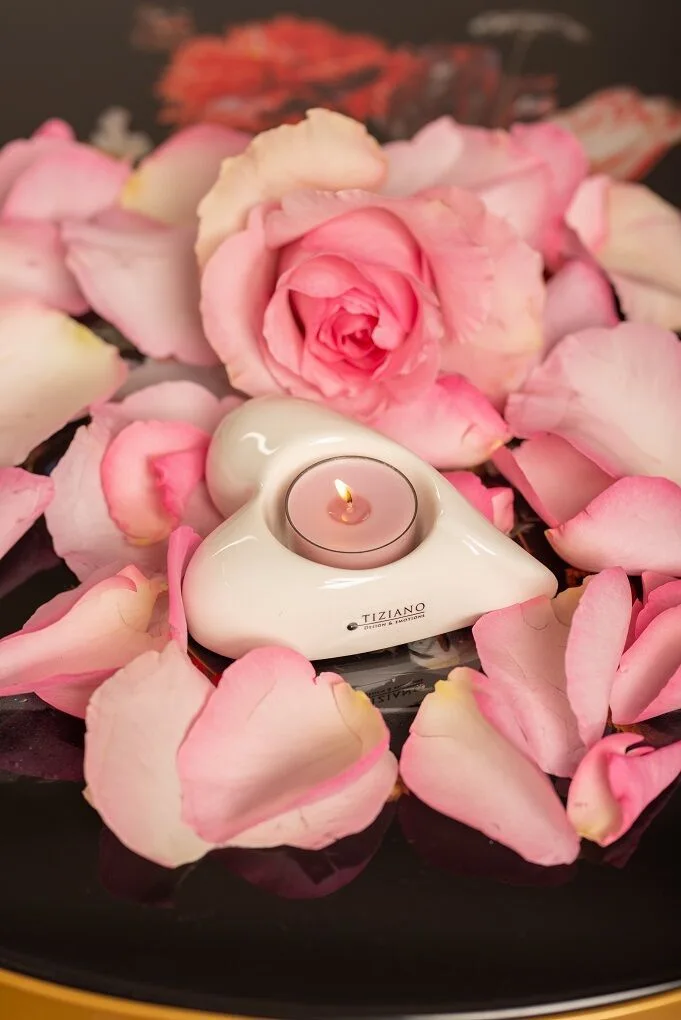 Belvina-TL Teelichthalter Herz Belvina flach weiß creme